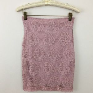 Pink Lacey Stretch Skirt